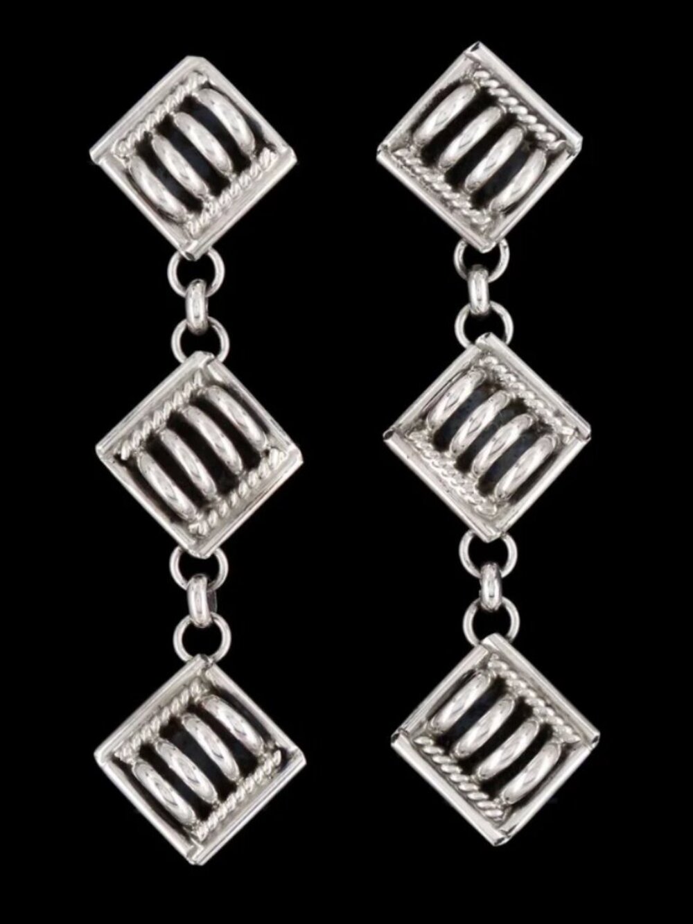 Priscilla Apache Navajo Sterling Silver Dangle Earrings